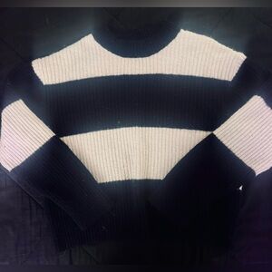Striped Black and Cream Women's Sweater